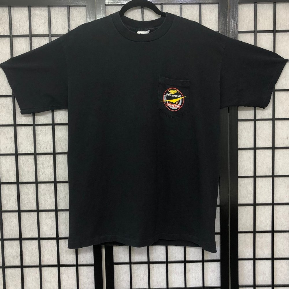 1994 MGD Rusty Wallace Racing Pocket Tee Miller Beer Vintage Black XL T Shirt PP